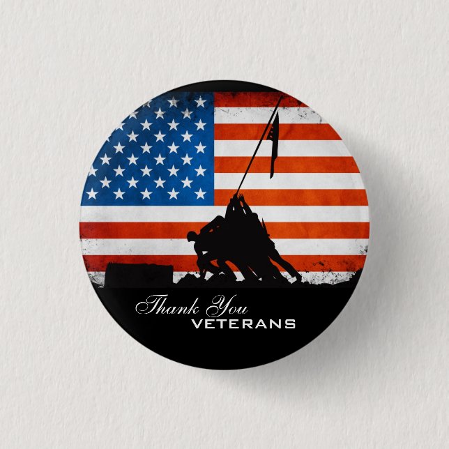 Thank You Veterans 1 Inch Round Button (Front)