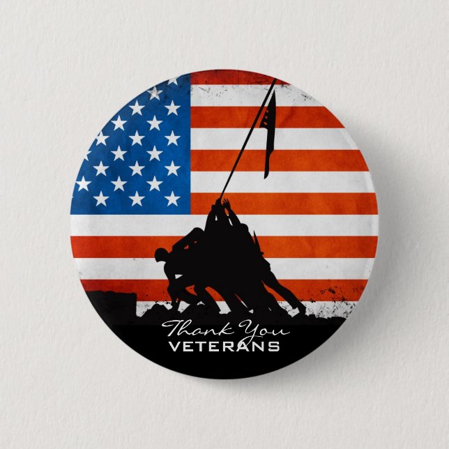 Thank You Veterans 2 Inch Round Button (Front)