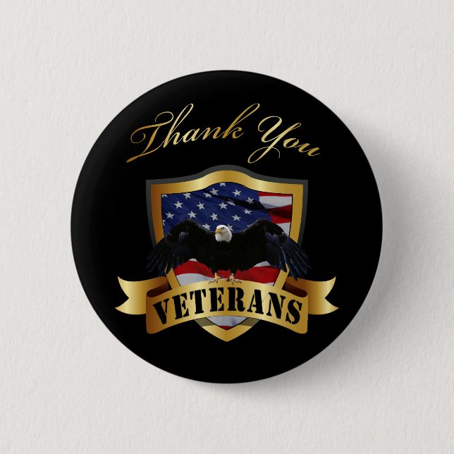 Thank You Veterans 2 Inch Round Button (Front)