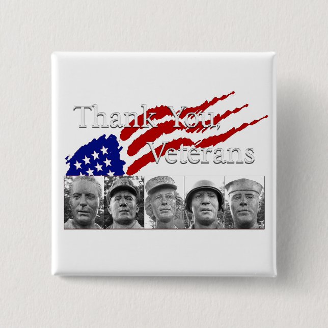 Thank You Veterans 2 Inch Square Button (Front)