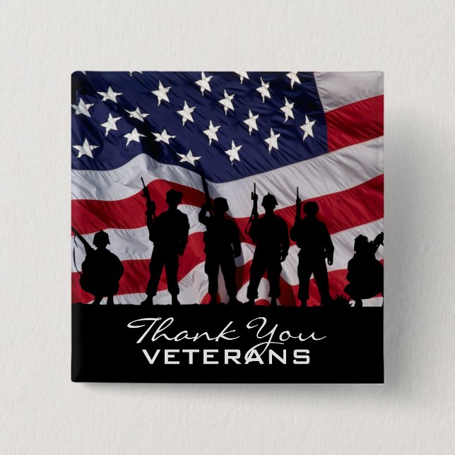 Thank You Veterans 2 Inch Square Button (Front)