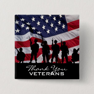 Thank You Veterans 2 Inch Square Button