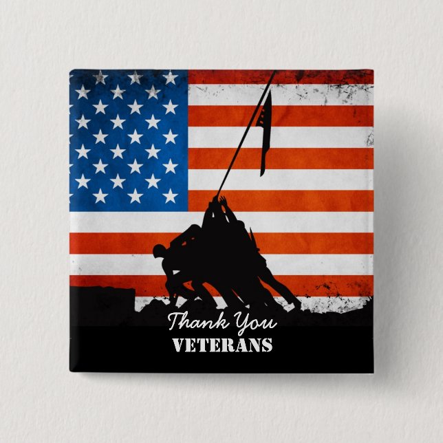 Thank You Veterans 2 Inch Square Button (Front)