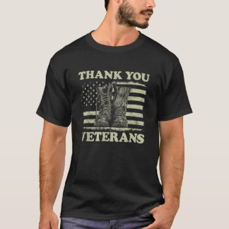 Thank You Veterans American Flag Combat Boots Vete T-Shirt