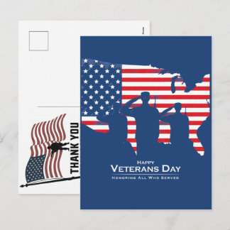 Thank You Veterans American Flag Memorial Day Holiday Postcard