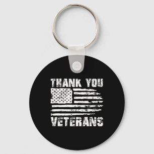 Thank You Veterans American Flag Proud Veteran  Keychain
