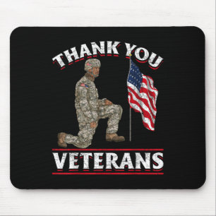 Thank You Veterans American Us Flag Soldier Memori Mouse Pad
