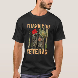 Thank-You Veterans Combat Boots Poppy-Flower Veter T-Shirt