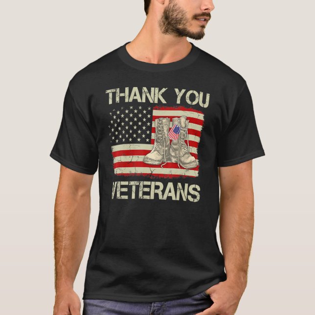 Thank You Veterans Combat Boots Veteran Day Americ T-Shirt (Front)