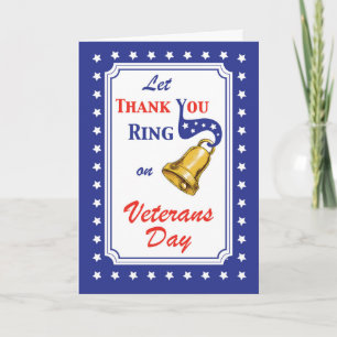 Thank You Veterans Day Bell, Red, White, Blue Star Card