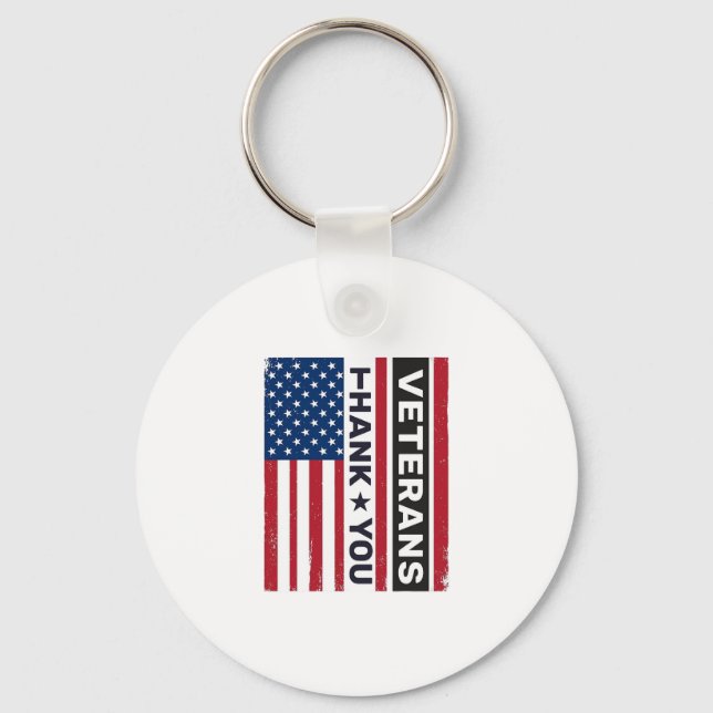 Thank You Veterans Distressed Flag Vector Design_1 Keychain (Front)