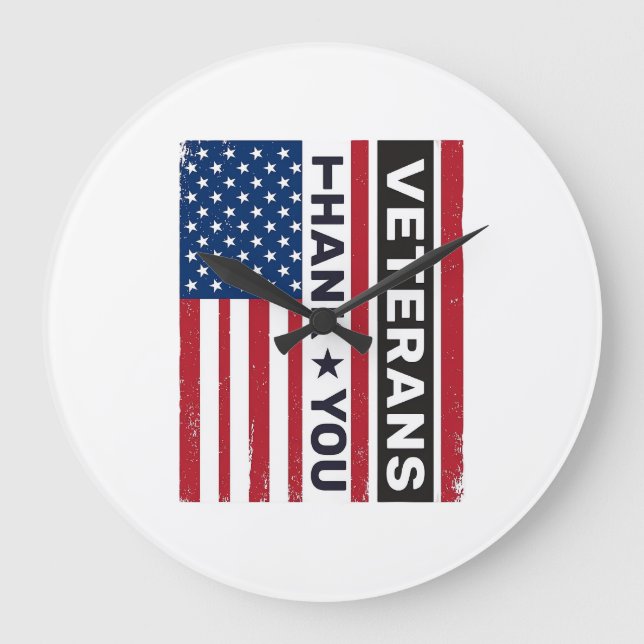 Thank You Veterans Distressed Flag Vector Design_1 Large Clock (Front)