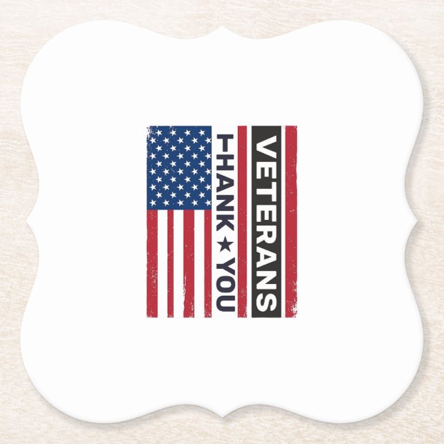 Thank You Veterans Distressed Flag Vector Design_1 Paper Coaster (Front)