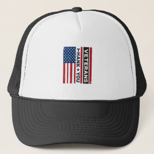 Thank You Veterans Distressed Flag Vector Design_1 Trucker Hat