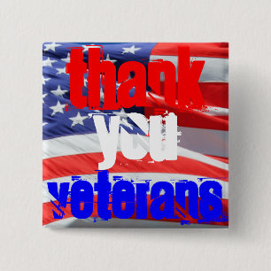 Thank You Veterans Love Respect Gratitude 2 Inch Square Button