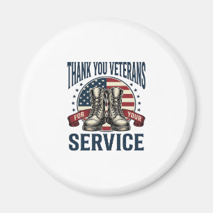 Thank You Veterans Patriotic Boots Vintage Design_ Magnet