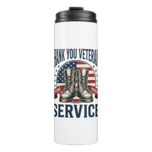 Thank You Veterans Patriotic Boots Vintage Design_ Thermal Tumbler