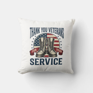 Thank You Veterans Patriotic Boots Vintage Design_ Throw Pillow