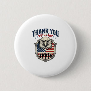 Thank You Veterans Patriotic Eagle Shield Shirt_1 2 Inch Round Button