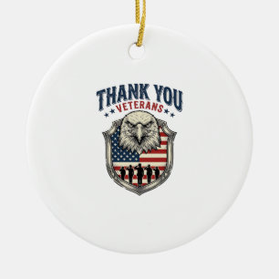 Thank You Veterans Patriotic Eagle Shield Shirt_1 Ceramic Ornament