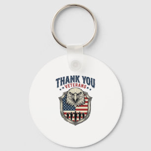 Thank You Veterans Patriotic Eagle Shield Shirt_1 Keychain