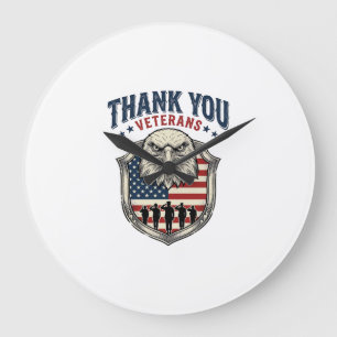 Thank You Veterans Patriotic Eagle Shield Shirt_1 Large Clock