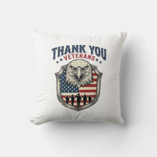 Thank You Veterans Patriotic Eagle Shield Shirt_1 Throw Pillow