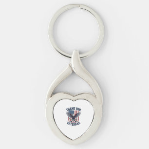 Thank You Veterans Patriotic Eagle Vintage Keychain