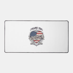 Thank You Veterans Patriotic Heart Vector Design_1 Desk Mat