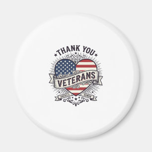 Thank You Veterans Patriotic Heart Vector Design_1 Magnet