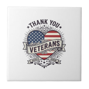 Thank You Veterans Patriotic Heart Vector Design_1 Tile