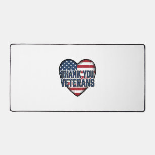 Thank You Veterans Patriotic Heart Vintage Design_ Desk Mat