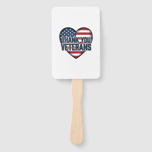 Thank You Veterans Patriotic Heart Vintage Design_ Hand Fan