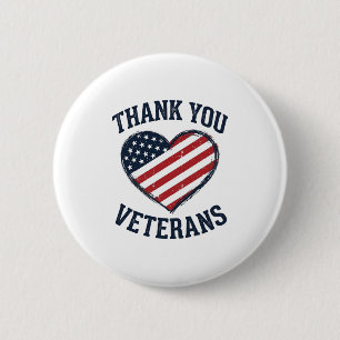 Thank You Veterans Patriotic Heart Vintage Shirt D 2 Inch Round Button