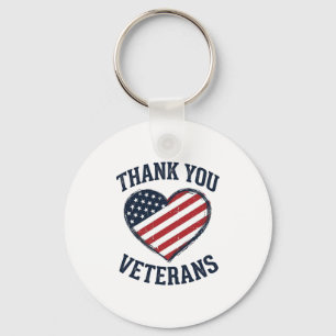 Thank You Veterans Patriotic Heart Vintage Shirt D Keychain