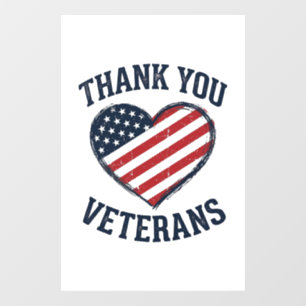 Thank You Veterans Patriotic Heart Vintage Shirt D Window Cling