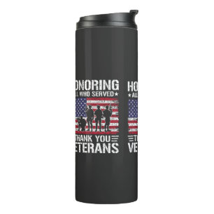 Thank You Veterans Patriotic Military Service Gift Thermal Tumbler