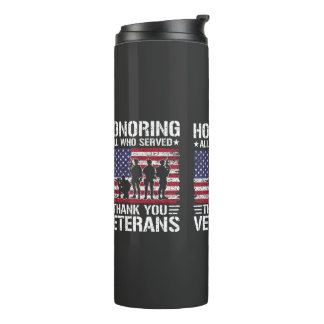 Thank You Veterans Patriotic Military Service Gift Thermal Tumbler