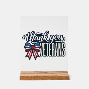Thank You Veterans Patriotic Ribbon Vintage Shirt_ Acrylic Sign