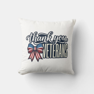 Thank You Veterans Patriotic Ribbon Vintage Shirt_ Throw Pillow