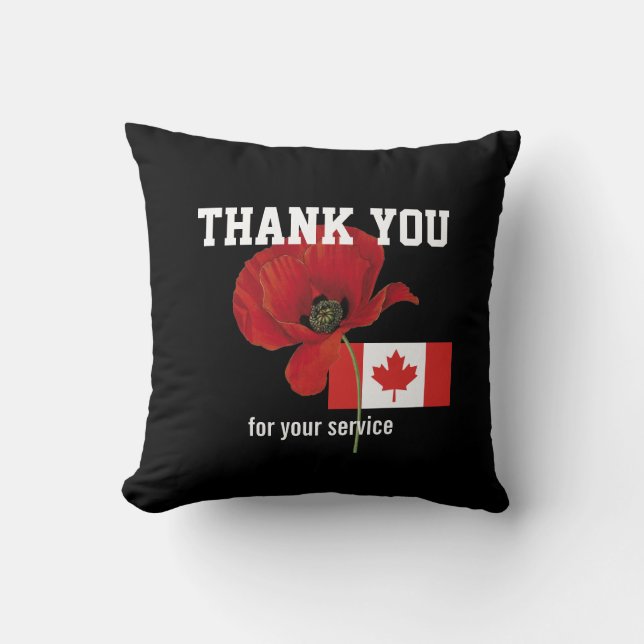 THANK YOU Veterans Servicemen Poppy CANADA Throw Pillow (Front)