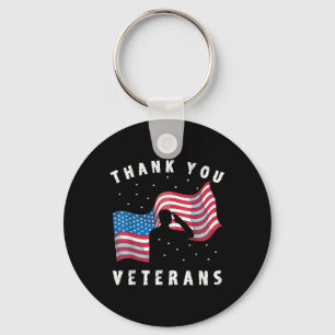 Thank You Veterans Soldier Us Flag America Memoria Keychain