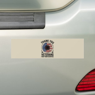 Thank You Veterans Sunflower Military Veterans Day Bumper Sticker