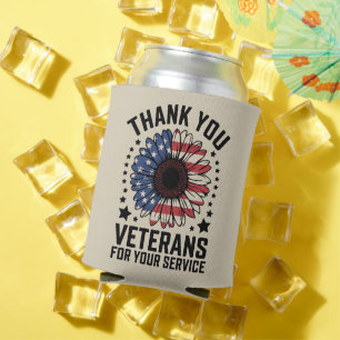 Thank You Veterans Sunflower Military Veterans Day Can Cooler