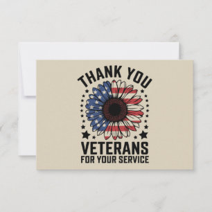 Thank You Veterans Sunflower Military Veterans Day Card