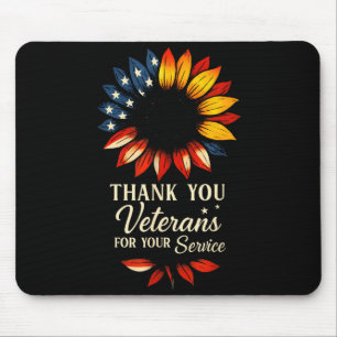 Thank You Veterans Sunflower Military Veterans Day Mouse Pad