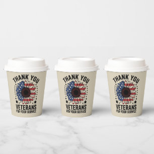 Thank You Veterans Sunflower Military Veterans Day Paper Cups