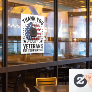 Thank You Veterans Sunflower Military Veterans Day Window Cling