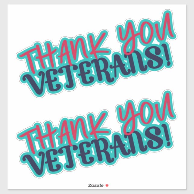 Thank You Veterans! Two Red Blue Aqua (Sheet)