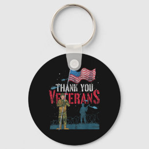 Thank You Veterans Us Flag Patriotic Soldier Memor Keychain